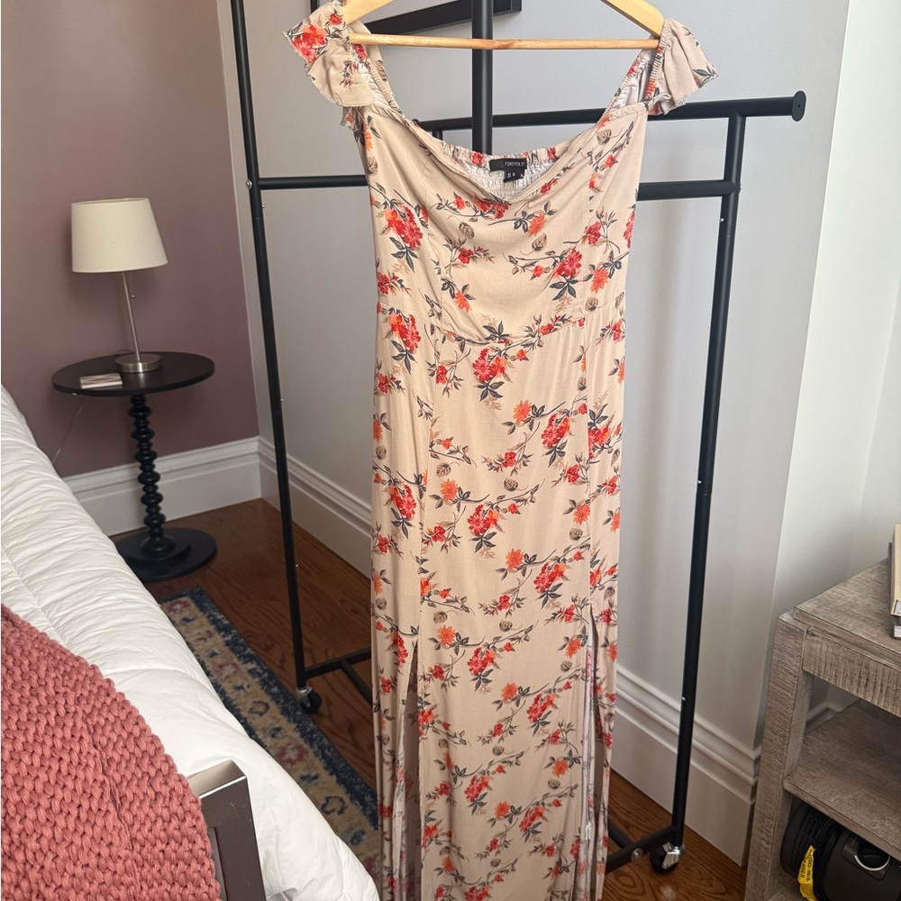 Floral Beige Maxi Dress